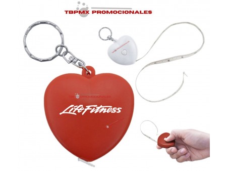 Llavero en forma de corazon flexometro cinta metrica 1.50 m active promocional