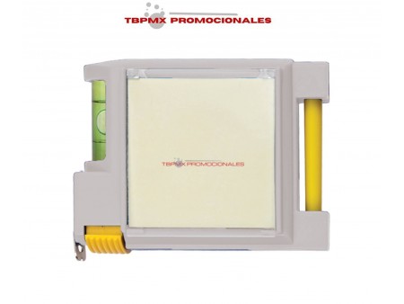 Flexometro cinta metrica 2 metros con nivelador notas adheribles mini boligrafo wood promocional