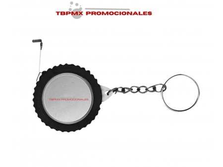 Llavero forma de llanta flexometr cinta metrica 1 metro promocional