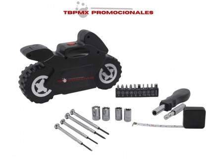 Set de herramientas con luz led forma de motocicleta motocross promocional