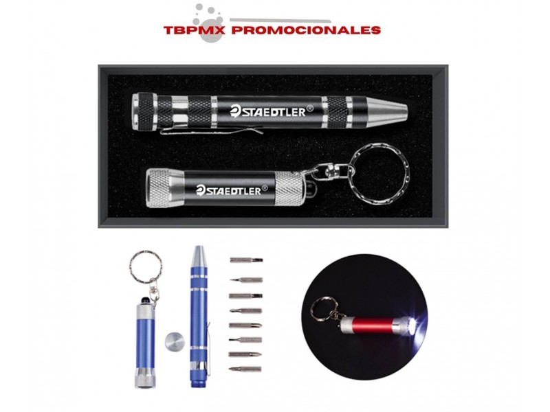 Juego de desarmador lampara portatil de aluminio macgyver promocional