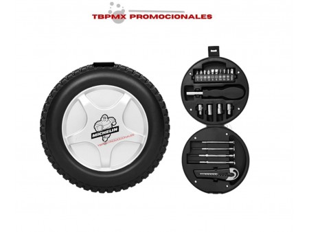 Juego de herramientas en forma de llanta nascar promocional