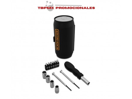 Juego de herramientas en forma de lata dark promocional