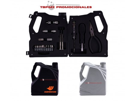 Set de herramientas para automovil 21 piezas forma envase de aceite oil promocional
