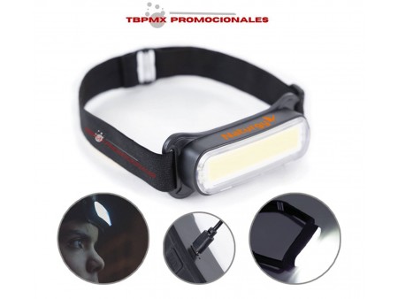 Lampara frontal luz led blanca recargable rapel promocional