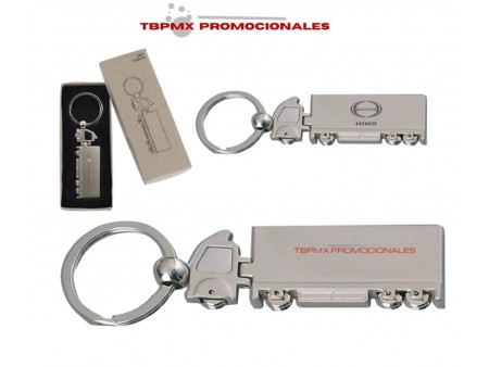 Llavero metalico forma de trailer llantas giratorias camion promocional