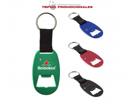 Llavero destapador en color esparta promocional
