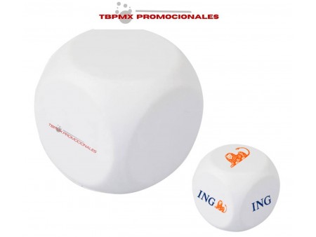 Pelota antiestres en forma de dado promocional