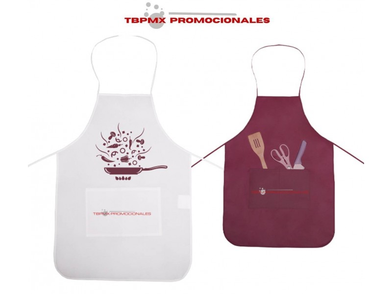 Mandil ecologico non woven doble bolsa frontal oropeza promocional