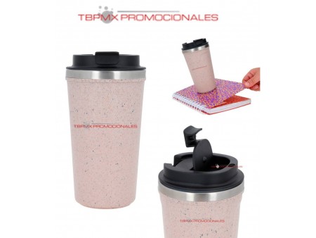 Termo acero inoxidable 520 ml doble pared granos de cafe reciclado tapa bean promocional