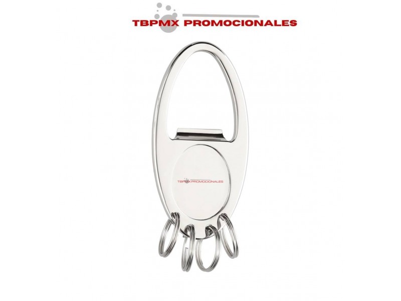 Llavero metalico forma oval con destapador separadores soda promocional