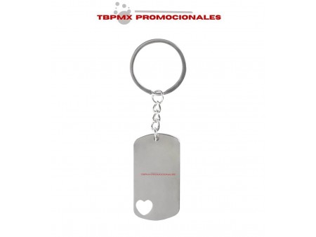 Llavero metalico rectangular detalle corazon moyo promocional