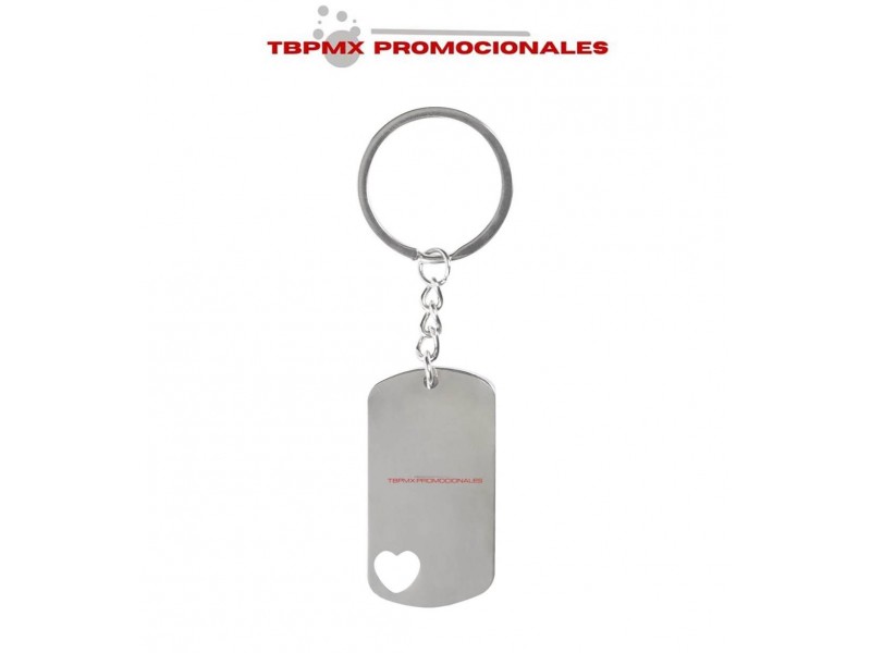 Llavero metalico rectangular detalle corazon moyo promocional
