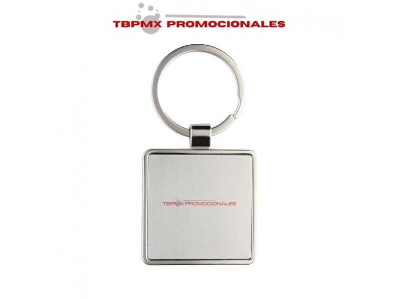 Llavero metalico placa solida forma cuadrada melia promocional