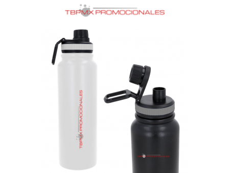 Termo acero inoxidable 1 litro doble pared rugoso tapa rosca asa saqq promocional