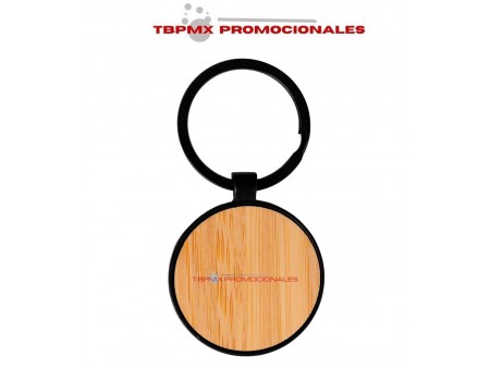 Llavero circular metalico bambu sorna promocional