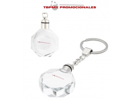 Llavero octagonal luz blanca vidre promocional