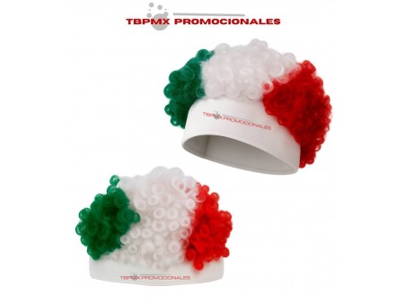 Peluca con rizos tricolores kempes promocional
