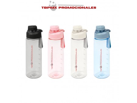 Cilindro anfora plastico 800 ml  tapa boquilla asa silicon indicador de mililitros woda promocional