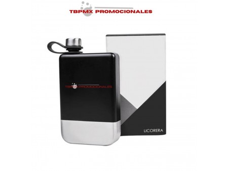 Licorera acero inoxidable 237 ml mini asa silicon moeira promocional