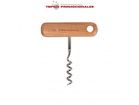 Sacacorchos de madera con espiral metalico acero inoxidable kurv promocional