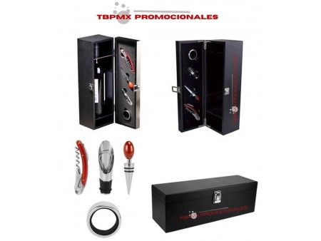 Set para vinos con sacacorchos navaja destapador stopper boquilla cabernet promocional