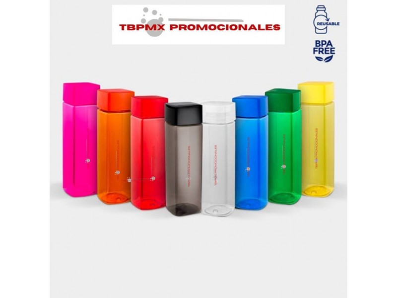 Cilindro anfora plastico pet 960 ml cuadrado tapa rosca tribec promocional