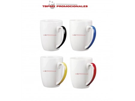 Taza de ceramica blanca asa color 15 oz dolce promocional