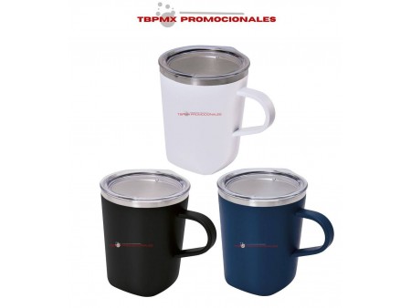 Taza tarro termica acero inoxidable 300 ml doble pared tapa plastica bolle promocional