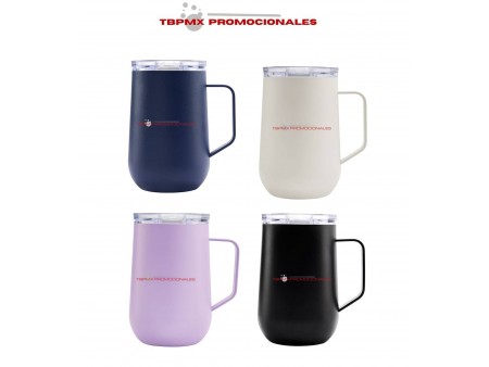 Taza tarro acero termica inoxidable 600 ml doble pared tapa plastico valvula seguridad tasse promocional