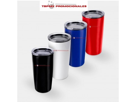 Vaso termo termico plastico 650 ml doble pared con tapa denovan promocional