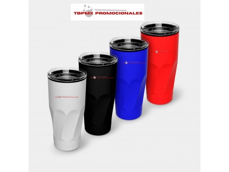 Vaso termo termico plastico 525 ml doble pared con tapa baez promocional