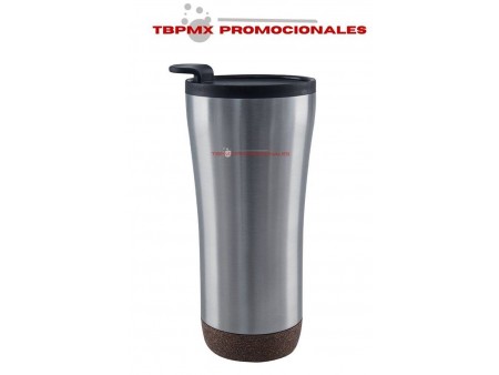 Vaso termo termico acero inoxidable 480 ml doble pared interna plastico base corcho burgo promocional