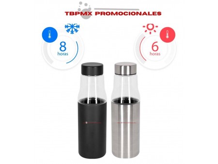 Termo acero inoxidable vidrio 500 ml doble pared desprendible tapa metal tipo botella kaap promocional