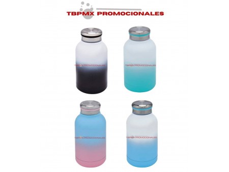 Mini termo acero inoxidable 240 ml doble pared degradado tapa rosca desvash promocional