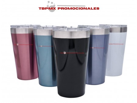 Vaso termo termico 460 ml doble pared tapa plastico glossy promocional