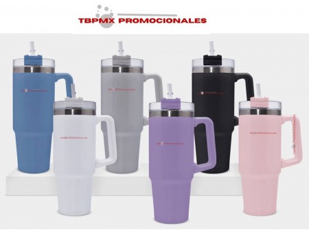 Tarro termo acero inoxidable 850 ml doble pared tapa plastico con popote dimash promocional