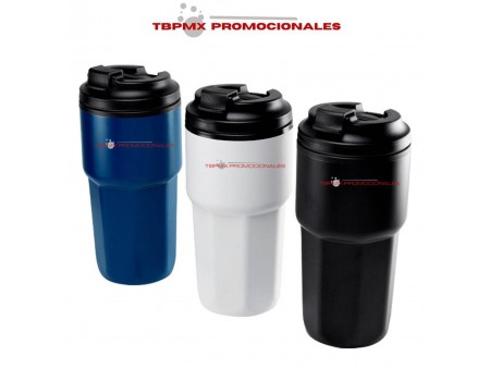 Vaso termo termico acero inoxidable 520 ml doble pared forma hexagonal tapa plastico jaune promocional