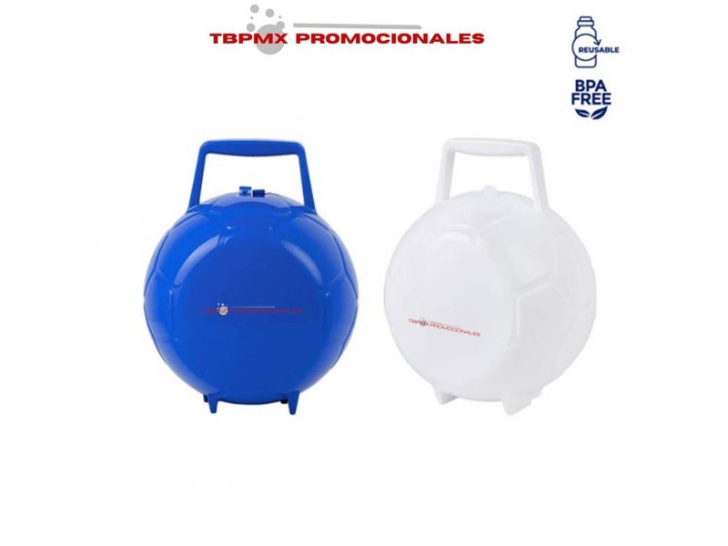 Lonchera plastica rigida en forma de balon futbol soccer gol promocional