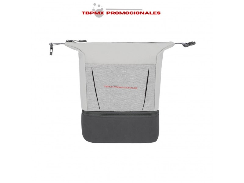 Lonchera plastificada doble compartimento capacidad 9 latas fleur promocional