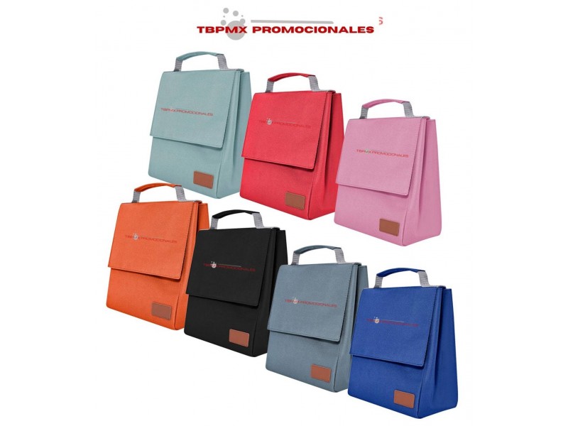 Lonchera termica metalizada parche curpiel capacidad 6 latas estefa promocional