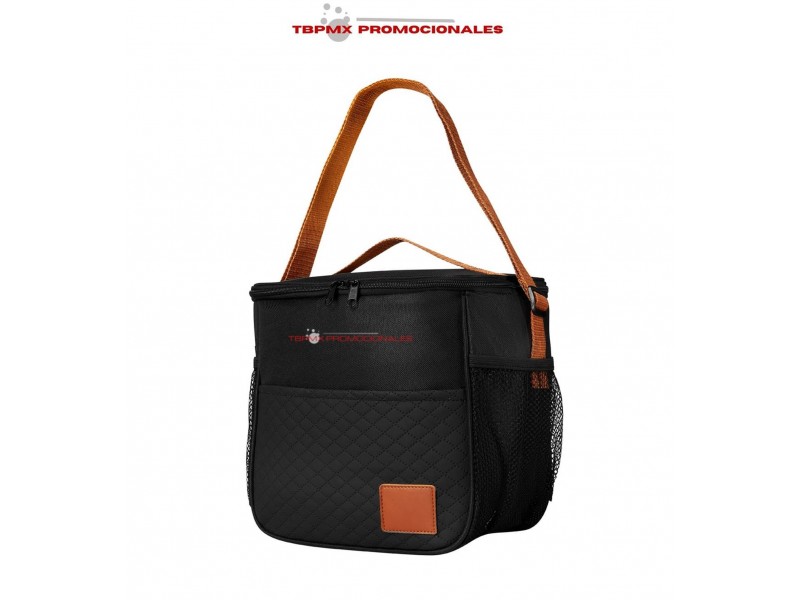 Lonchera termica plastificada parche curpiel capacidad 9 latas coffee promocional