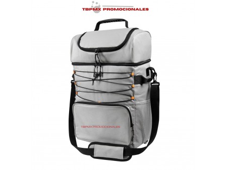 Hielera plastificada impermeable acojinada capacidad 36 latas trolley olwen promocional