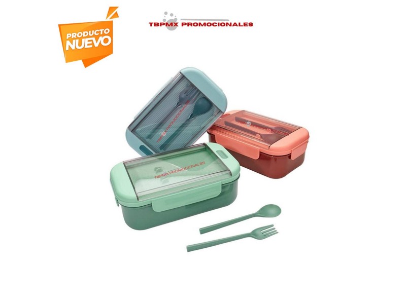 Portaviandas plastico con cubiertos chizu promocional