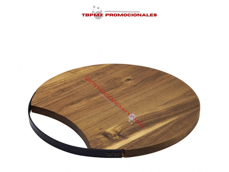 Tabla redonda para cocina con asa metalica riseta promocional