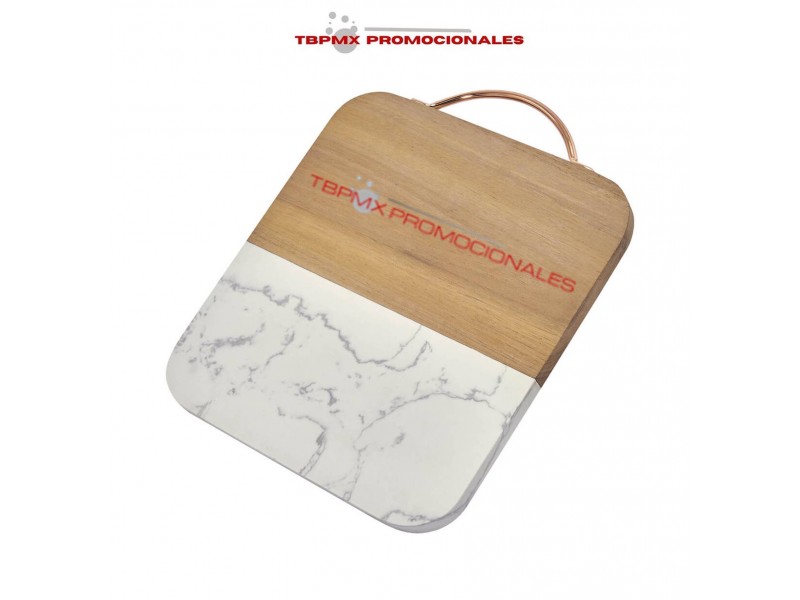 Tabla de cocina de marmol con madera asa metalica aosta promocional