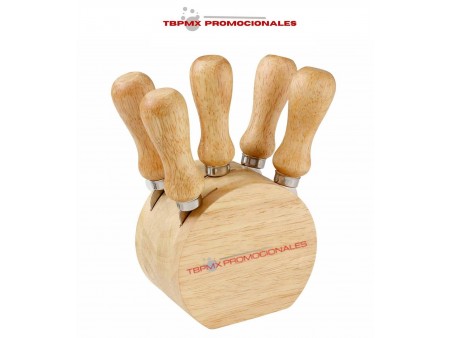 Set para quesos de madera base  con accesorios bilbao promocional