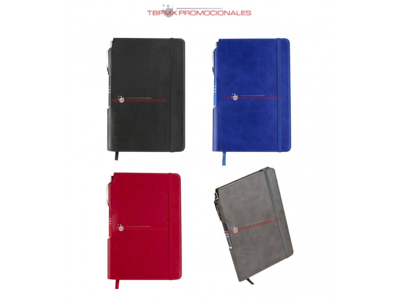 Libreta curpiel 80 hojas rayadas con boligrafo de plastico kenya promocional