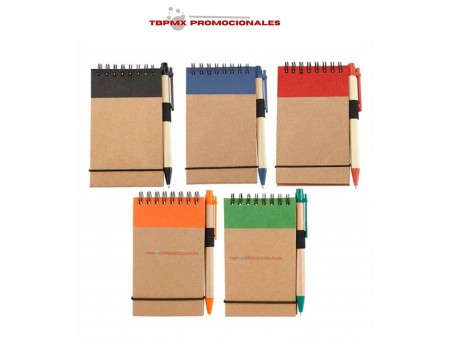 Libreta ecologica 50 hojas rayadas con boligrafo green planet promocional