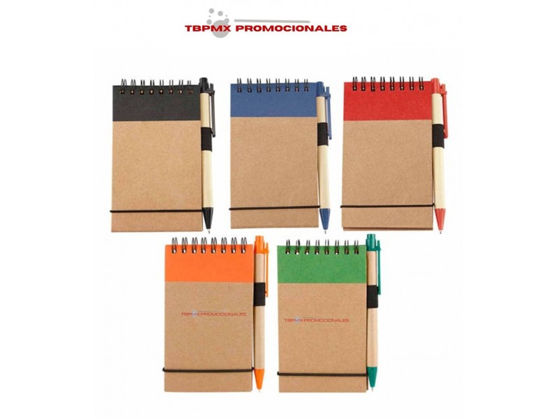 Libreta ecologica 50 hojas rayadas con boligrafo green planet promocional